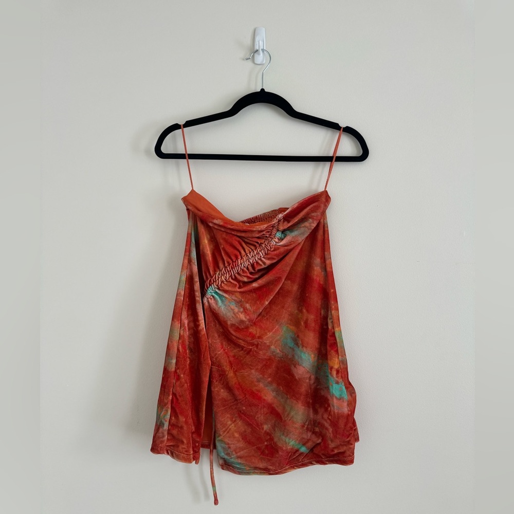 Orange Velvet Tube Top